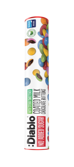 Image 2 for No Added Sugar Coated Milk Chocolate Buttons - Tube 22g Pack of 20