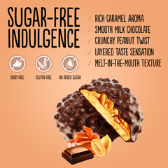 Image 4 for No Added Sugar Milk Chocolate Coated Cookies Caramel and Peanut 100g Pack of 18