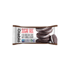 Image 2 for Sugar Free Extra Dark Cocoa Sandwich Cookie Vanilla Cream 44g Pack of 48
