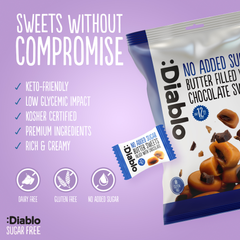 Image 4 for No Added Sugar Butter Sweets Filled with Chocolate 75g Pack of 16