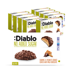 Image 1 for No Added Sugar Milk Chocolate Coated Cookies Caramel and Peanut 100g Pack of 9