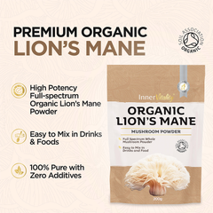 Image 2 for Inner Vitality Organic Lions Mane Mushroom Powder 200g