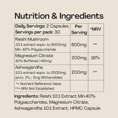 Image 4 for Mission C Reishi Capsules 6000mg with Ashwagandha + Magnesium 60 Vegan Capsules