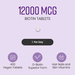 Image 3 for Biotin with Coconut - 12,000 mcg - 400 Tablets