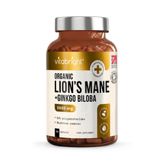 Image 1 for Organic Lions Mane Mushroom Complex with Gingko Biloba - 3600mg per Serving - 120 Capsules