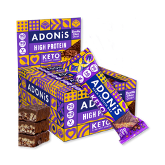 Image 1 for ADONiS Double Choc Crisp Keto Hight Protein Bar (16x45g)