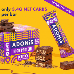 Image 3 for ADONiS Double Choc Crisp Keto Hight Protein Bar (16x45g)