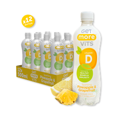 Image 1 for Get More Vitamin D Sparkling Pineapple & Grapefruit 12x500ml