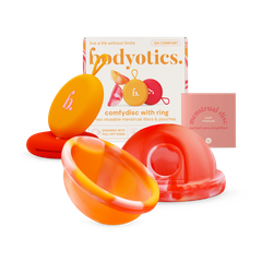 Image 1 for Reusable Menstrual Discs With Pull-Off Ring S & L - comfydisc Orange & Red (2pcs)