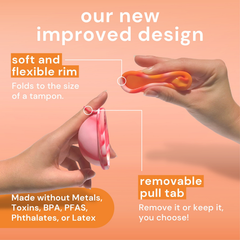 Image 3 for Reusable Menstrual Discs With Pull-Off Ring S & L - comfydisc Orange & Red (2pcs)