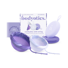 Image 1 for Reusable Menstrual Discs With Pull-Off String S & L - comfydisc Purple & Lavender (2pcs)