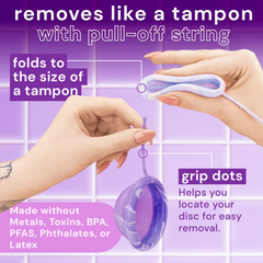 Image 3 for Reusable Menstrual Discs With Pull-Off String S & L - comfydisc Purple & Lavender (2pcs)
