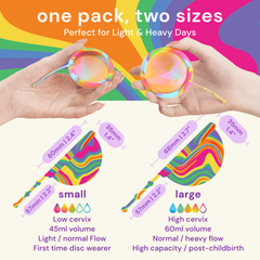 Image 4 for Reusable Menstrual Discs With Pull-Off String S & L - comfydisc Rainbow (2pcs)