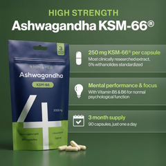 Image 3 for Ashwagandha KSM-66 High Strength 300mg Vitamin B5 & B6, 90 Capsules