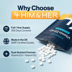 Image 5 for Vitamin D3+K2 20µg (800 IU) & 100µg MK7 365 Tablets