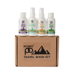 Image 1 for Pits and Bits Travel Wash Kit Rinse free wash kit No Rinse shampoo and body wash 100ml