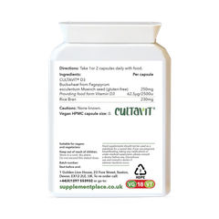 Image 2 for Wholefood Vitamin D3 2500IU/62.5μg | 60 Capsules