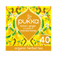 Image 1 for Wellbeing Lemon, Ginger & Manuka Honey Tea 40 Sachets