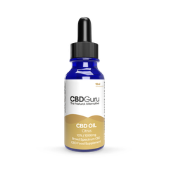 Image 1 for CBD Guru CBD Oil Drops 1000mg 10ml - Citrus Flavour Broad Spectrum CBD 10% for Sleep & Anxiety Support