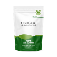 Image 1 for CBD Guru Vegan CBD Gummies 20mg 30 Pack - Mixed Fruit Flavour Broad Spectrum CBD Vegan Gummy Bears for Sleep & Anxiety Support, 600mg Total CBD