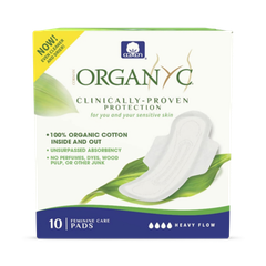 Image 1 for - 100% Certified Organic Cotton Inside and Out Feminine Pads, Sanitary Napkin 40 Count, Heavy Flow, New Larger Size Packaging