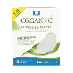 Image 1 for - 100% Certified Organic Cotton Inside and Out Feminine Pads, Sanitary Napkin 40 Count, Moderate Flow, Regular Absorbency, New Larger Size Packaging