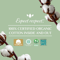 Image 4 for - 100% Certified Organic Cotton Inside and Out Feminine Pads, Sanitary Napkin 40 Count, Moderate Flow, Regular Absorbency, New Larger Size Packaging