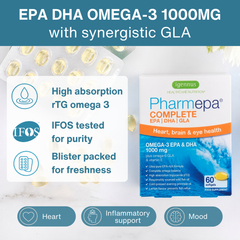 Image 3 for Pharmepa Complete rTG Omega-3 EPA & DHA 1000mg with GLA, IFOS Certified, 60 Softgels