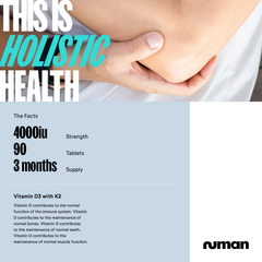 Image 5 for Vitamin D3 and K2 Supplement – D3 4000iu and K2 Vitamin, High Strength, 3 Months of Supply, UK Made, Vegetarian
