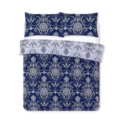 Image 1 for Chatsworth Reversible Duvet Cover Set (Damask Baroque Navy)