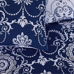 Image 2 for Chatsworth Reversible Duvet Cover Set (Damask Baroque Navy)