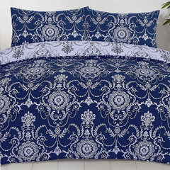 Image 3 for Chatsworth Reversible Duvet Cover Set (Damask Baroque Navy)