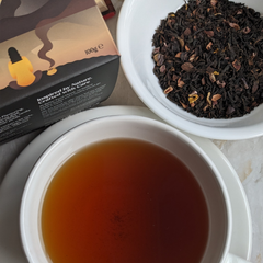 Image 3 for Chocolate Vanilla Black Loose Leaf Tea with Raw Cacao Nibs 100g