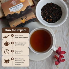 Image 4 for Chocolate Vanilla Black Loose Leaf Tea with Raw Cacao Nibs 100g