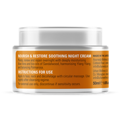 Image 2 for Soothing Sandalwood Night Cream, Ayurvedic Night Restore Face Moisturiser for Delicate, Normal to Dry Skin 50ml