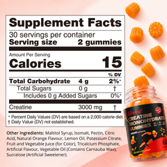 Image 2 for Careleaf Sugar-Free 3000mg Creatine Monohydrate Gummies Orange+Lemon Flavor 60 Gummies
