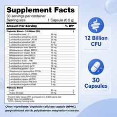 Image 2 for Careleaf Daily Probiotics with Prebiotics Capsules 12Billion CFU 20 Strains 30 Capsules