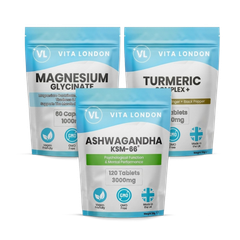 Image 1 for Sleep Vitamin Bundle 3pk - Ashwagandha KSM-66 Tablets - Turmeric Tablets - Magnesium Glycinate Capsules