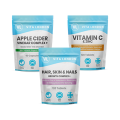 Image 1 for 3pk Glow Up Bundle - Apple Cider Vinegar Capsules - Biotin Hair, Skin & Nails - Vitamin C & Zinc Tablets
