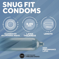 Image 3 for Snug Fit 49mm Large Condoms Vegan Latex 56 Pack