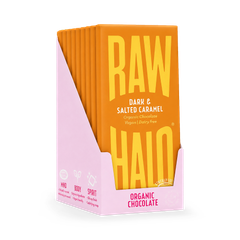 Image 1 for Dark & Salted Caramel Organic Vegan Chocolate Bars 10x70g