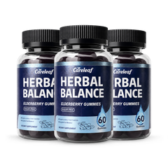 Image 1 for Careleaf Herbal Balance Elderberry Gummies Cranberry Flavor 3 x 60 Gummies