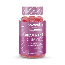 Novomins B12 Strawberry Flavour Vitamins 60 Gummies 30 Days Supply