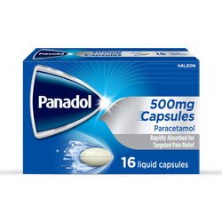 Panadol Liquid Paracetamol Capsules 500 mg 16 Capsules