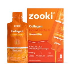Zooki Super Strength Marine Collagen 11,000mg Mango Peach Flavour 14 Sachets