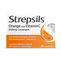 Strepsils Orange with Vitamin C 100mg 36 Lozenges