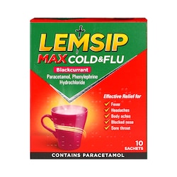 Lemsip Max Cold & Flu Blackcurrant 10 Sachets