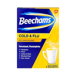Beechams Cold & Flu Hot Lemon & Honey 5 Sachets