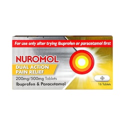 Nuromol Dual Action Pain Relief 200mg/500mg 16 Tablets