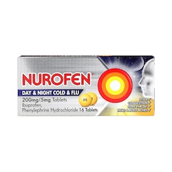 Nurofen Day & Night Cold & Flu 200mg/5mg 16 Tablets